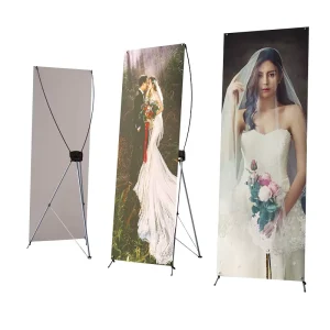 Korean Style Large X Banner Stand with Iron Pole and Digital Printing