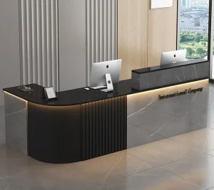L-Shape Black and White Reception Desk Counter for Beauty Salon