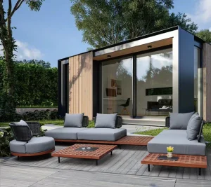 L-Shape Darwin Wooden Modular Sofa Set for Hotel, Villa, Patio, or Resort