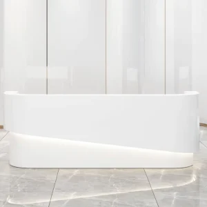 L-Shaped Beauty Salon Reception Desk with LED Light