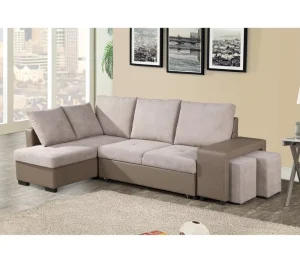 L-Shaped Leather Modular Sofa Set with Cushion Back