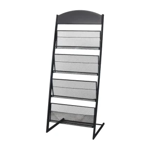 L-Shaped Metal Brochure Stand and Bookshelf for Conference Rooms, Libraries and Exhibition Halls
