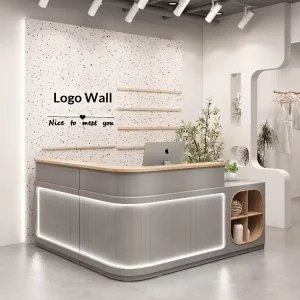 L-Shaped Movable Reception Desk for Clothing Store or Beauty Salon