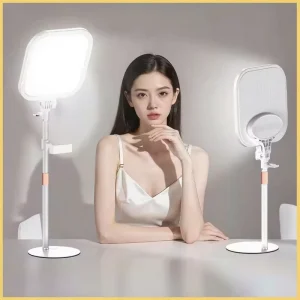 LED Beauty Fill Light for Desktop, Floor, Selfie and Short Video with Three-Color Lighting