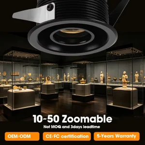 LED Ceiling Spotlight Adjustable Aluminum Ceiling Light CRI95 Anti Glare Led Counter Light for Watch showcase Museum Cabinet