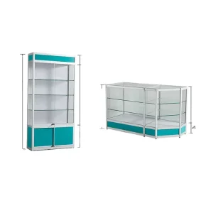 LED Glass Display Case with Storage, Lockable Glass Doors, and Ornament Cabinet