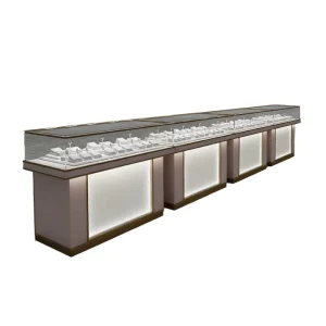 LED Glass Jewelry Display Cabinet with Lock, Shelves, and Energy-Saving Lighting