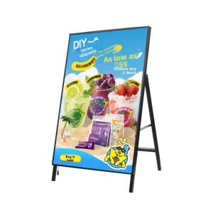 LED Illuminated Rectangle Floor-Standing Poster Display Stand Ultra-Thin Foldable