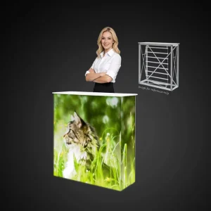 LED Light Box Pop-Up Table Illuminated Reception Counter with Fabric Cover