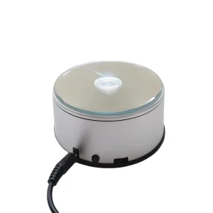 LED Light Crystal Photo Cube Display Stand for Tumbler Cups and Bowls 5V Sensor Rotating Display