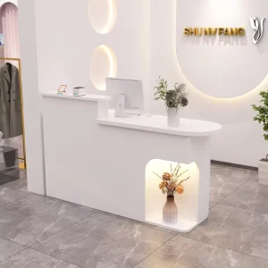 LED Light Wooden Reception Counter for Office or Salon