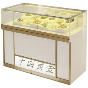 LED-Lighted Glass Watch Display Cabinet with 4 Tempered Glass Shelves
