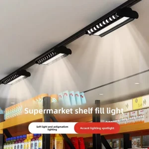LED Linear Track Light Grille-Style Dual-Row Polarized Aluminum Spotlight for Supermarket Fresh-Food Lighting