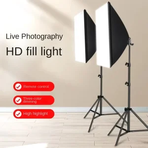 LED Photography Light Box 50x70cm Plastic Remote Control Soft Square Studio Light