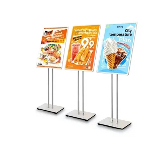 LED-Powered Illuminated Poster Display Stand Ultra-Thin Mobile Floor/Wall-Mounted Lightbox Advertising Sign for Shopping Malls