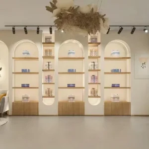 LED Wooden Panel Wall Display Cabinet