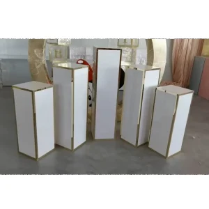 LG20190625 11 Wedding Party Event Favor Decorative Square Road Lead Pvc White Gold Pvc Column Pillars for Sale