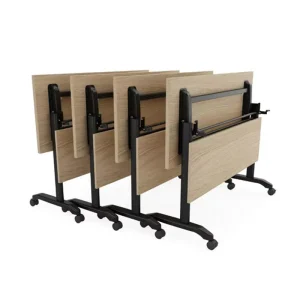 LIWEI Modern Modular Foldable Conference Table Set with Metal Frame Folding Chairs Wheels Storage Rack Office Study Desk