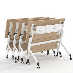 LIWEI Modern Wood Foldable Extendable Training Table with Steel Legs and Castors for Office Conference Use