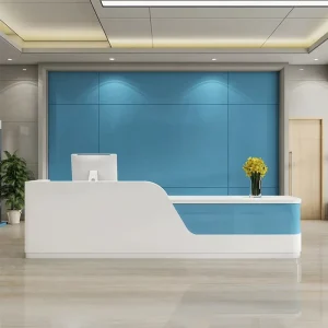 LR-RD-047 Wooden Reception Desk with Multicolor Customizable Front Desk Counter for Offices and Dental Clinics