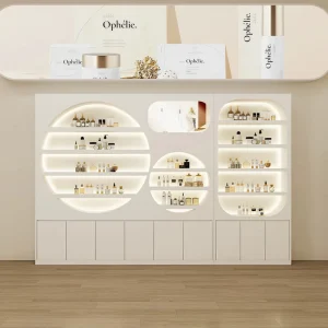 Lacquered Cosmetic Display Cabinet Beauty Salon Skincare and Makeup Showcase