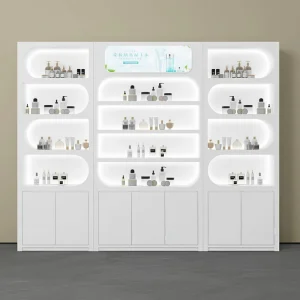 Lacquered Cosmetic Display Cabinet High-End Skincare Showcase for Beauty Salon Nail Shop Barbershop and Live Stream Room
