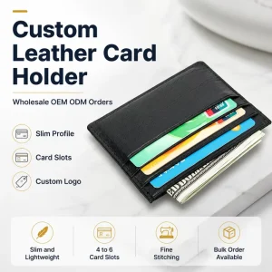 Large Capacity Business Card Holder Wallet Corporate Gift Black PU Leather Organizer Cash Slot RFID Blocking Quick