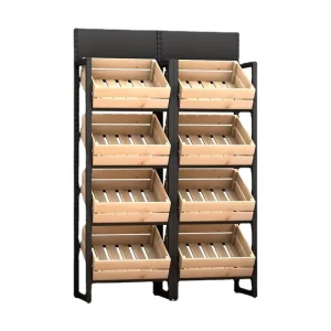 Large-Capacity Detachable Bamboo Storage Organizer Shelf for Fruits and Vegetables with Kitchen Basket Rack