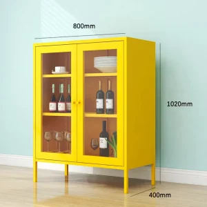 Large-Capacity Steel Glass-Door Storage Cabinet for Home and Hotel Use