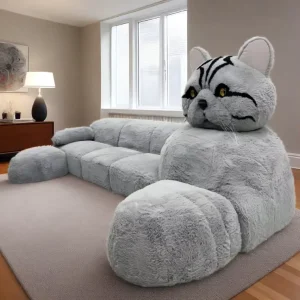 Large Cat-Shaped Plush Corner Sofa