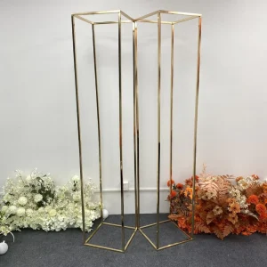 Large Gold Square Iron Frame Rectangular Flower Stand Wedding Screen Decoration