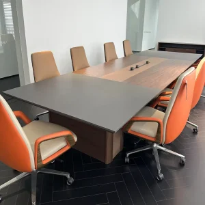Large Modern Conference Table and Chair Set with Storage and Wall Mount