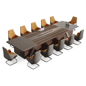 Large Rectangular Conference Table with Drawers and Negotiation Chair Set