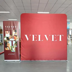 Large Size Portable Adjustable Height Waterproof Foldable Polyester Stretchable Banner Fabric Stand for Exhibition Advertising