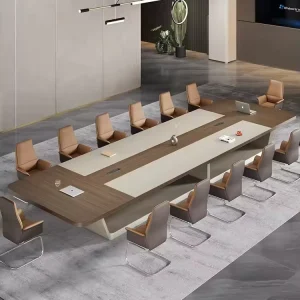 Large White Conference Table and Chairs
