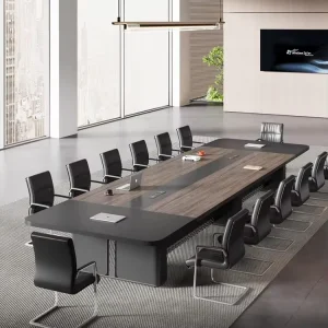 Large Wood Office Conference Table and Chair Set for Negotiation