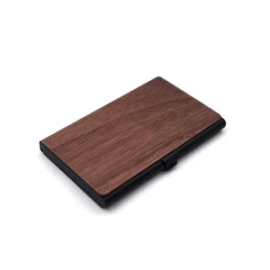 Laser Engraved Logo Natural Walnut Wooden Business Card Holder