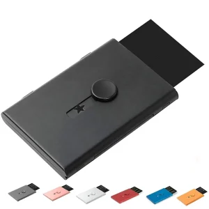 Laser logo Customization Portable Stainless Steel Card Holder Business Card Case with Thumb Drive Slide Out Card Case