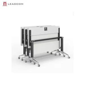 Leadcom LS 414 Folding Flip Top Training Table Foldable Training Room Desk Stackable Meeting Room Tables With Adjustable Beam
