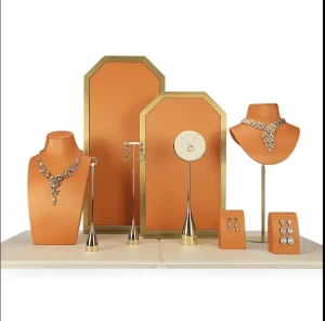 Leather Jewelry Display Stand Set for Necklaces, Rings, and Bracelets