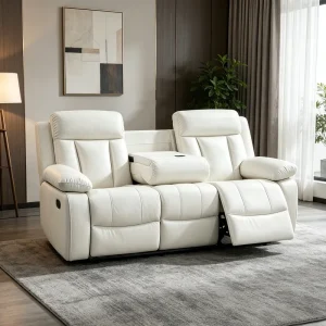 Leather Manual Reclining Sofa Set, 3-2-1 Seat