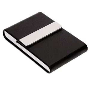 Leather and Aluminum Metal Business Card Holder