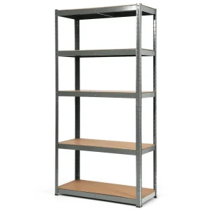 Light-Duty 5-Layer Galvanized Metal and MDF Adjustable Shelving for Garage and Home