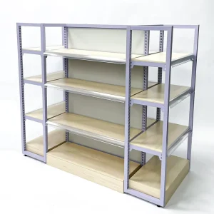 Light-Duty Steel and Wood Supermarket Display Shelves