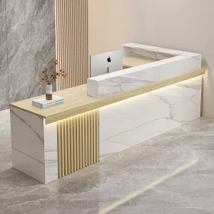 Light Luxury Front Desk Wooden Modern Spa Reception Desk Counter for Beauty Salon
