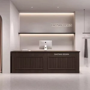 Light Luxury Small Storefront Checkout Counter Minimalist Modern MDF Storage Reception Desk for Clothing Stores