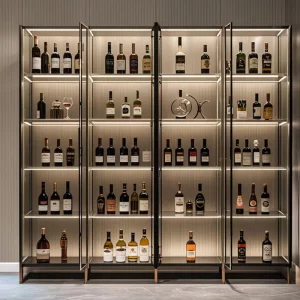 Lighted Modern Customized Whiskey and Wine Cabinet with 304 Stainless Steel for Living Room