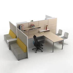 Linear 4 6 Person Team Desk Modular Workstation with Screen Partition for Open Plan Project