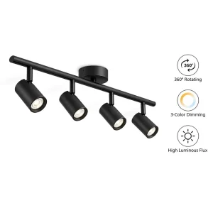 Linear 4 Head LED Ceiling Spotlight GU10 Track Light 3 Step Memory Dimming Aluminum Bathroom Vanity Lamp