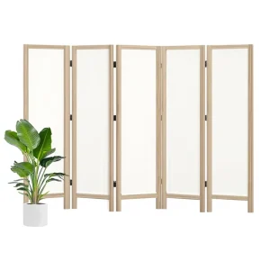 Linen Room Divider Privacy Screen Foldable Wood Frame Partition Removable Linen Fabric Curtain Panel Zero Assembly Home Office